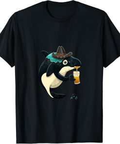 Cute Orca Animal Lovers Orca Drinking Beer T-Shirt