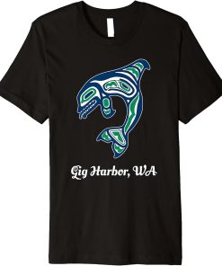 Blue Green Native American Gig Harbor WA Orca Killer Whale Premium T-Shirt