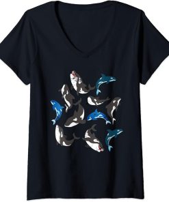 Womens Sea Animal Ocean Orcas Aquarist Gift Killer Whale Orca V-Neck T-Shirt