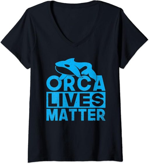 Womens Orca lives Matter Orca Whale V-Neck T-Shirt