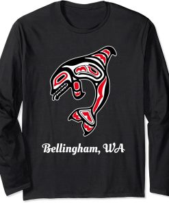 Native American Bellingham WA Red Orca Killer Whale Long Sleeve T-Shirt